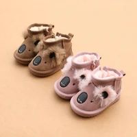lovely koala fashion cartoon real leather baby girl snow boots 1 2 year old children warm cotton boots infant baby boy shoe