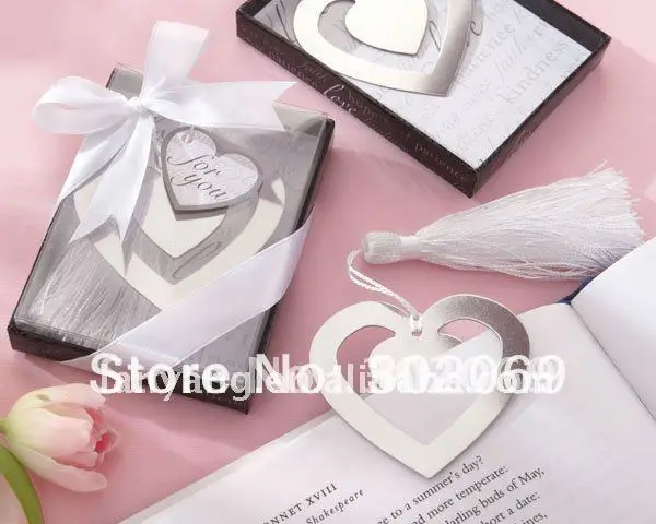 

"Love Story" Metal Heart Shaped Bookmark With Tassel Wedding Favor Alloy Bookmark 20pcs