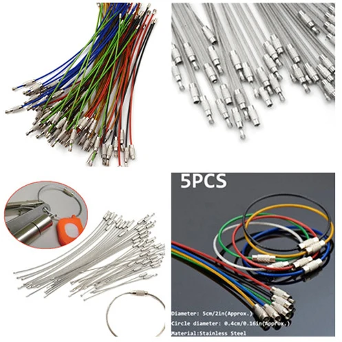 5/10 шт. Винтовой замок из нержавеющей стали трос для ключей держатель брелок