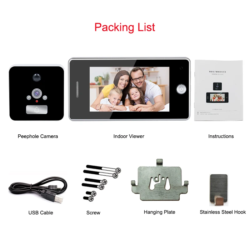 Saful 4 3 &quotцифровой дверной звонок с Камера глазок монитор для просмотра видео глаз