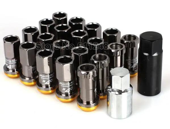 Titanium(Gray) 20 шт. гоночный композитный R40 Neo титановый хромированный стальной замок противоугонные колесные гайки M12x1.5/1,25 ультра-легкие Запчасти для автомобильных ступиц - Название цвета: Titanium(Gray)