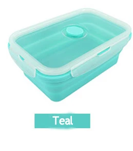Teal EPASUN 750 мл складной силиконовый складной переносной для ланча бэнто коробка для еды столовая посуда контейнер для еды миска для детей - Цвет: Teal