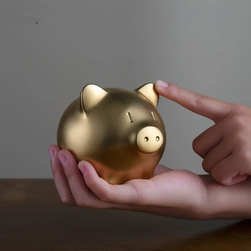 

Modern Lucky Gold Pig Statue Brass Feng Shui Pig Sculpture Souvenir Miniature Animal Figurine Mini Decoration Art Gift R292