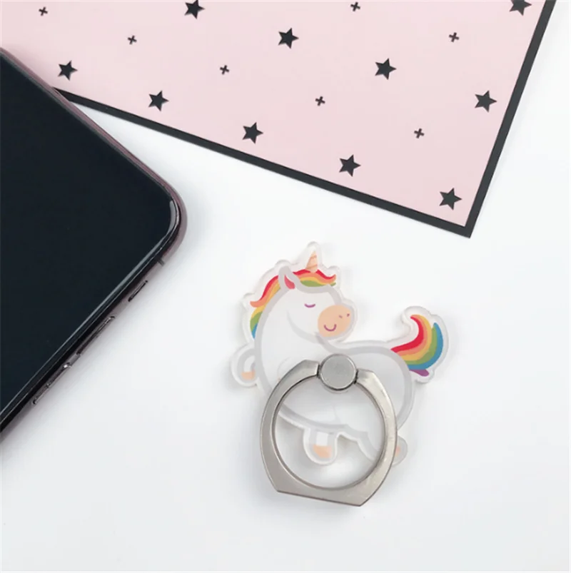 New Arrival Mobile Phone Holder Metal Finger Ring Holder Rainbow Unicorn Phone Ring Holder Cartoon Phone Stand Support