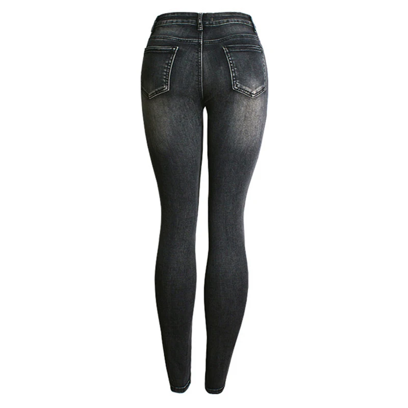 Черные мотоциклетные джинсы женские джинсовые брюки карандаш ажурные