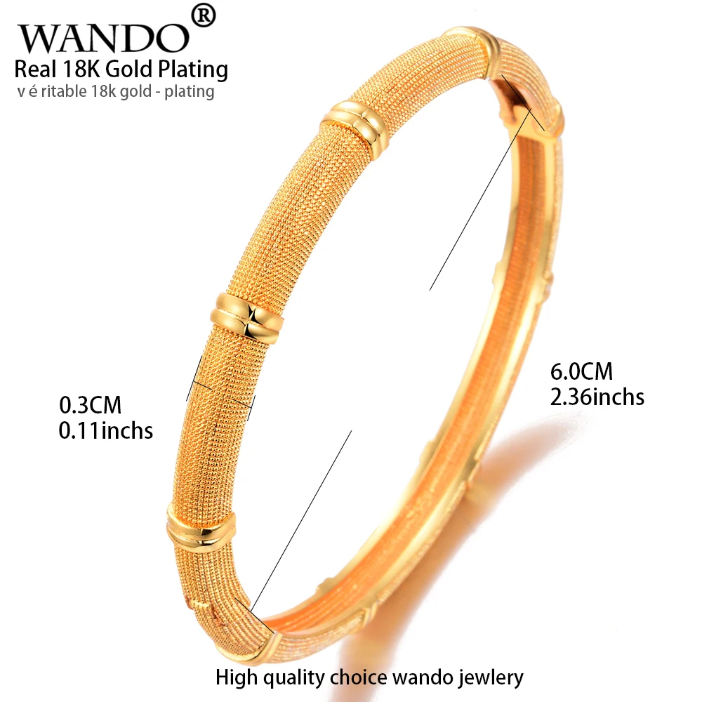 Wando 1Pcs Ethiopian Jewelry Bamboo Bangle Women Arab Dubai Bracelet Gold Color Wholesale African Micronesia Accessories | Украшения и