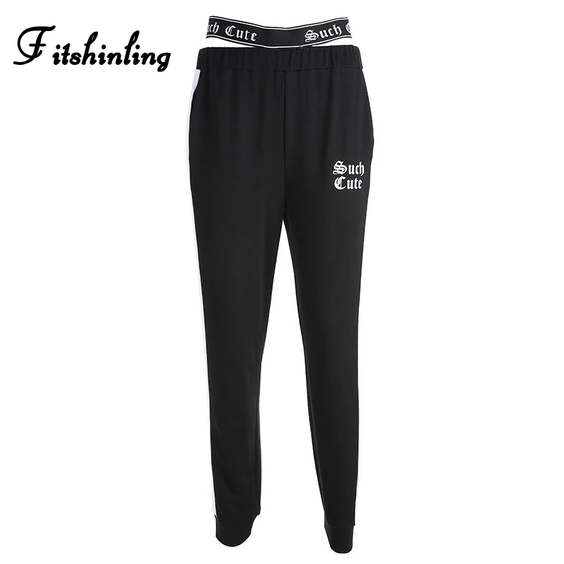 Fitshinling Athleisure уличная Женская Штаны пояса черные женские брюки модная зимняя