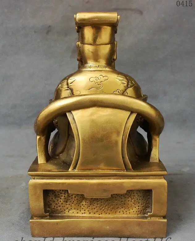 China Pure Brass Sit Taoism Supreme Deity Jade Emperor God Dragon Robe Statue | Дом и сад