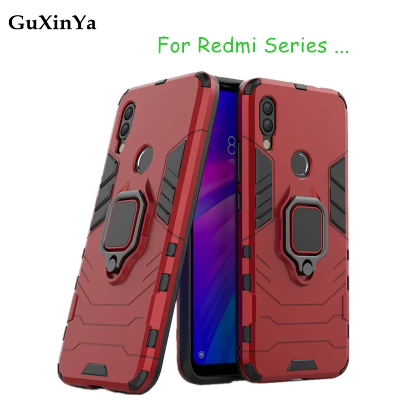 Чехлы для телефонов Redmi 7A роскошный защитный чехол с магнитным кольцом на заднюю