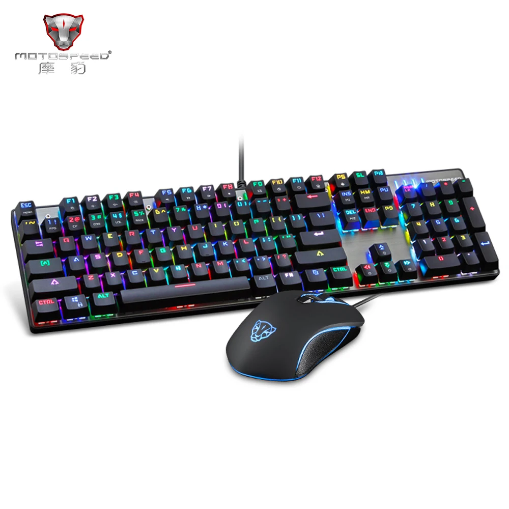 Motospeed CK888 RGB LED Backlight Gaming Mechanical Keyboard + Adjustable DPI Mouse Set with 1.8m Cable for Computer Pro Gamer | Компьютеры