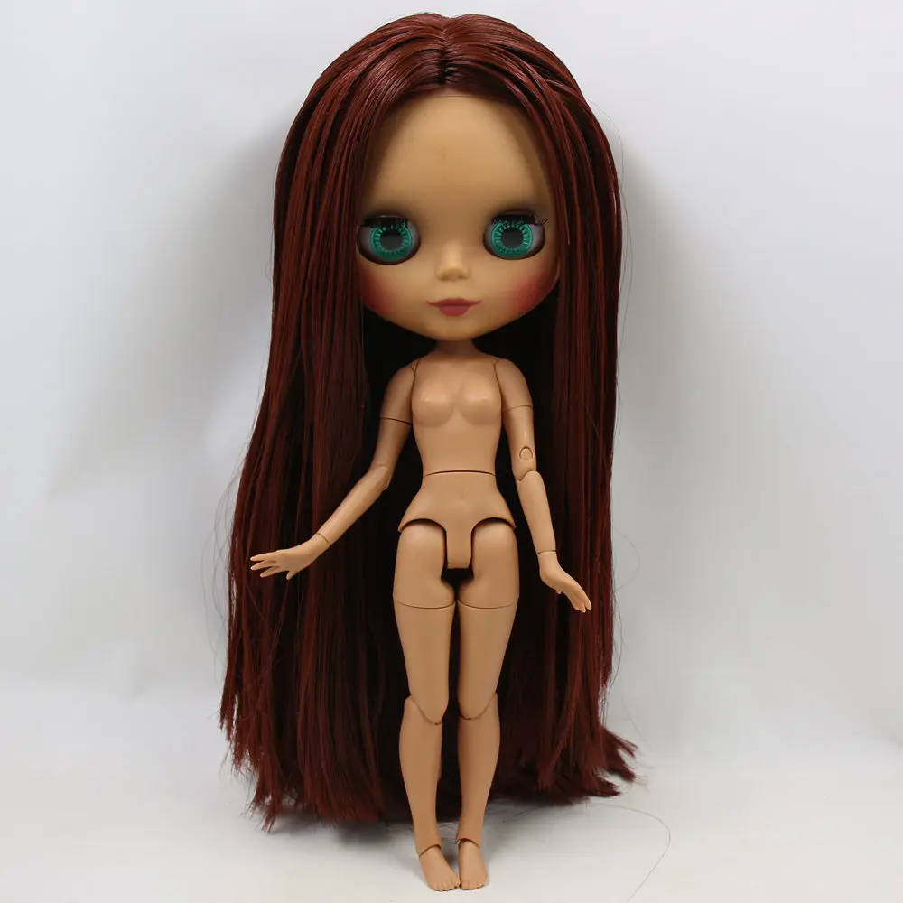 Ледяной DBS Blyth кукольные нет. BL0362 каштановые волосы шарнирное тело черная кожа