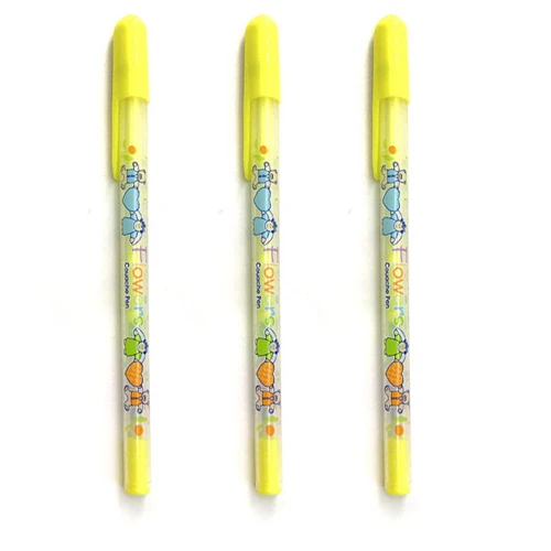 3Pcs yellow pen 3/9/10 шт./компл. 0,7 мм белыми чернилами Цвет фотоальбом стержни для гелевых ручек Канцелярские мультфильм школьных принадлежностей гелевая ручка подарок для детей - Цвет: 3Pcs yellow pen