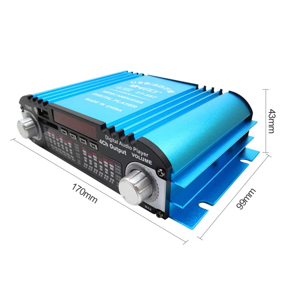 Aiyima12V 4 канальный Hi Fi автомобильный усилитель мощности FM радио стерео аудио