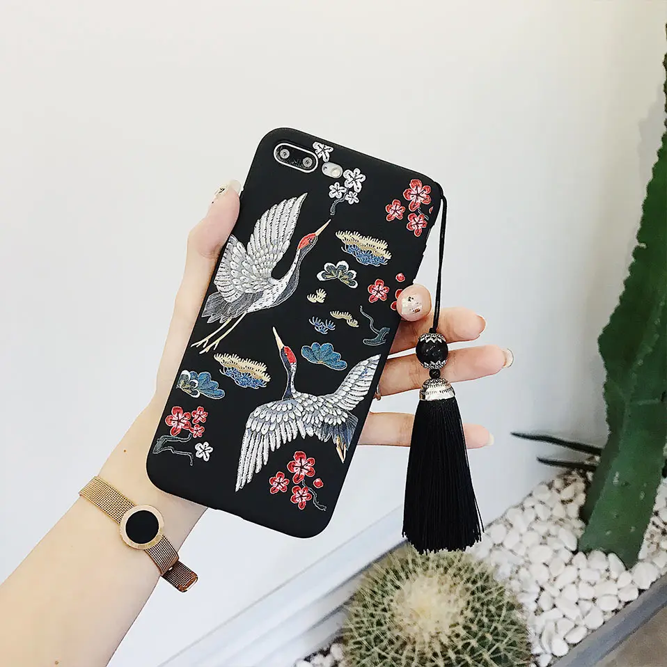 Чехол для iPhone X 7 8 6 принципиально китайский стиль Ретро красный кран назад