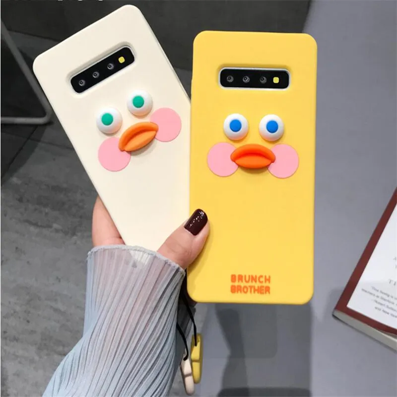 Ourpho смешной 3D Румяна утка мягкий чехол для samsung Galaxy S8 S9 S10 плюс карамельный цвет на