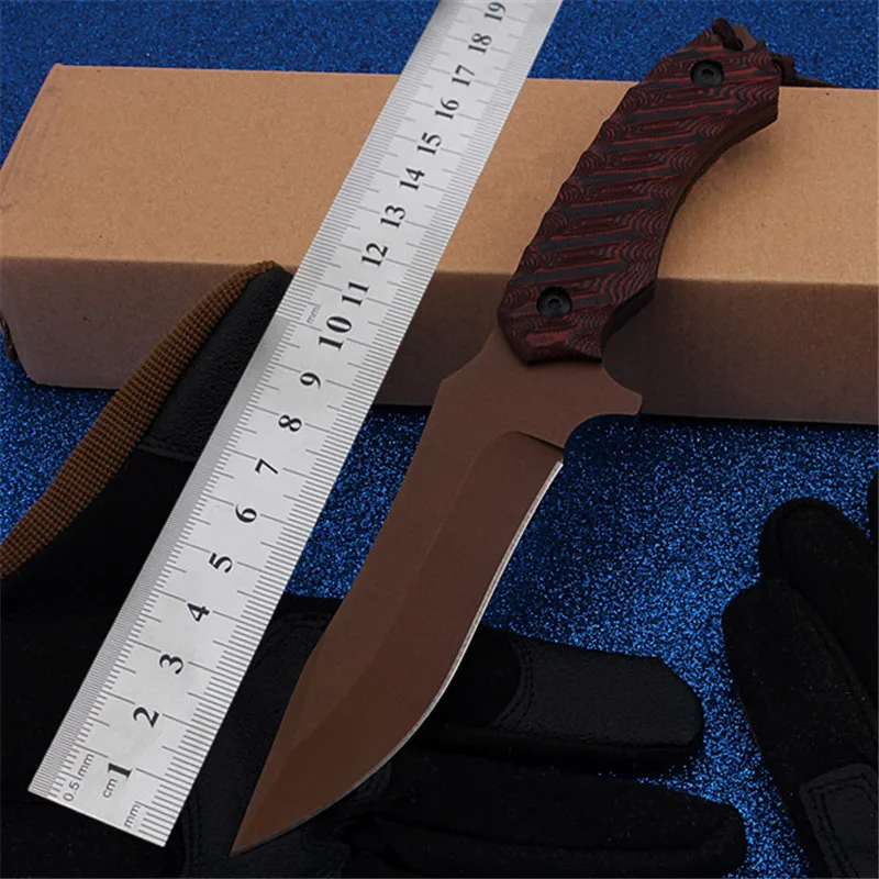 

2021 New Free Shipping Outdoor Tactical Straight Knife Self-defense Wilderness Survival Camping High Hardness Red Hunting Knives