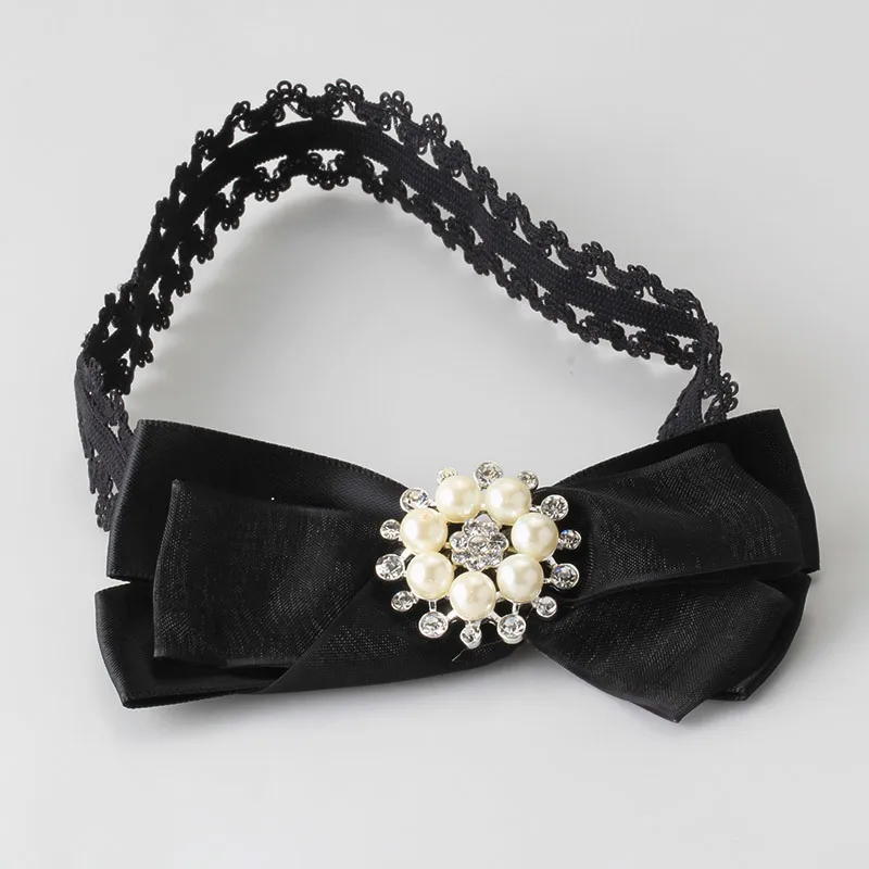 M MISM/Лидер продаж Новинка Детская повязка на голову с кружевным бантом и стразами