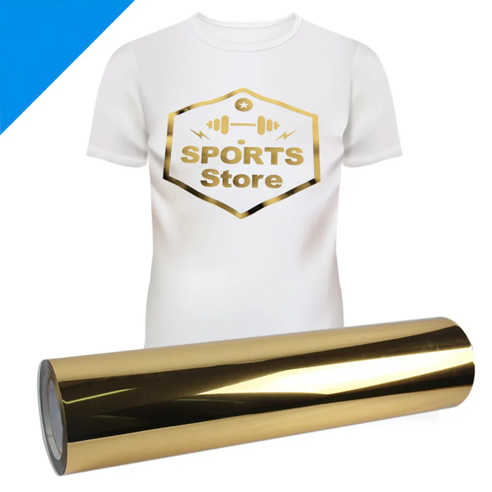 

20''X118'' (50cm x 300cm) Gold Metallic Heat Transfer Vinyl Iron-on HTV Press Paper Sheet for Garment T-shirt PU