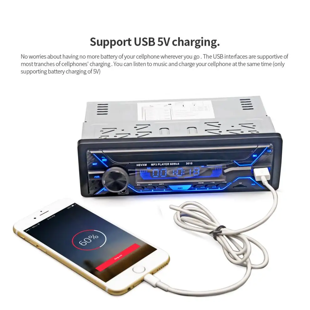 Автомобильный мультимедийный плеер 12 в стерео-магнитола с Bluetooth разъемом Aux/SD/USB