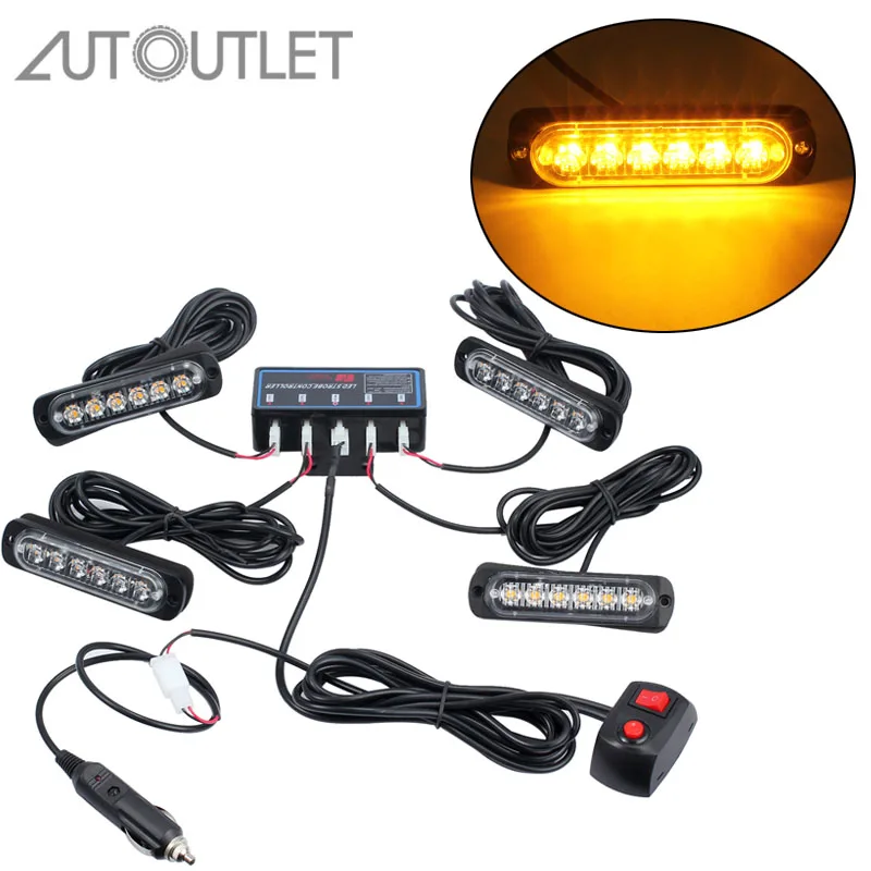AUTOUTLET 4 шт. 6 светодиодный сигнальный стробоскопический светильник барная