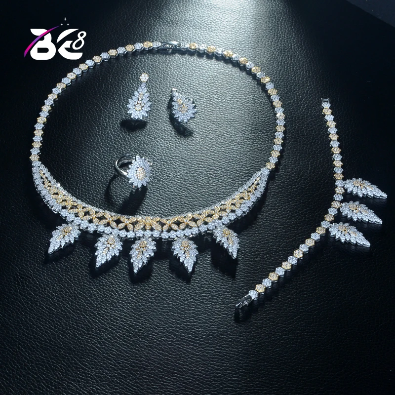 Be 8 Классический Простой дизайн 2 оттенка серьги ожерелье ювелирные изделия набор милые CZ капли свадебный набор для невесты подарок для вече...