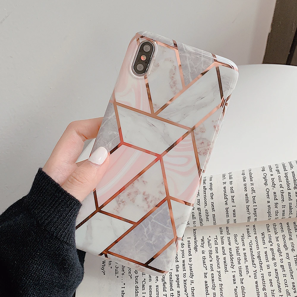 Beyour чехлы для телефонов с геометрическим мрамором iPhone XR XS Max 6 6S 7 8 Plus X мягкий чехол