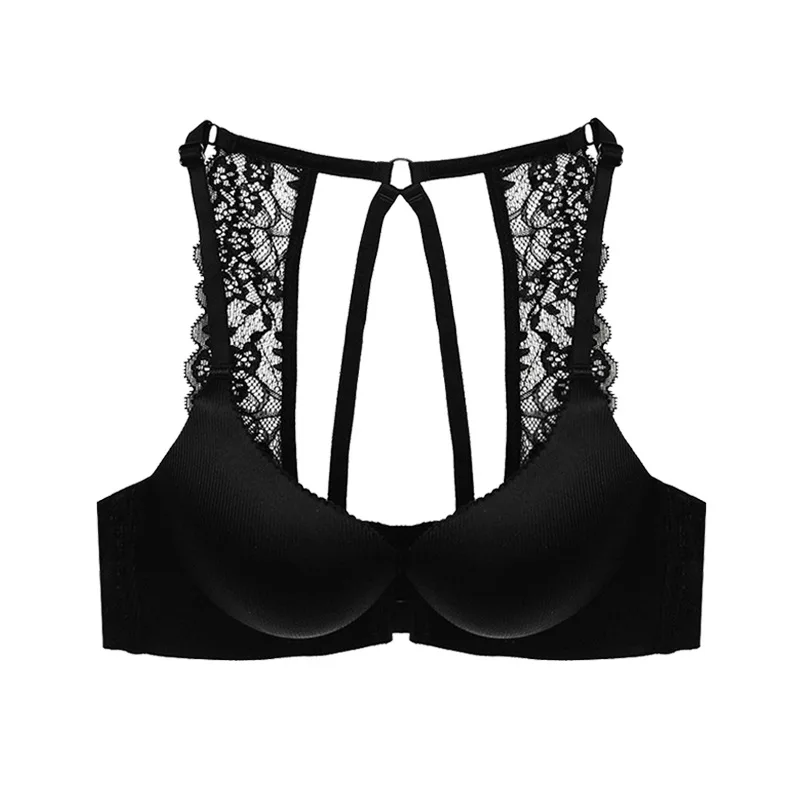 100 pcs / lot Sexy Womens Sexy Front Closure Lace Racer Back Seamless Push Up Seamless Bra Racerback Bra