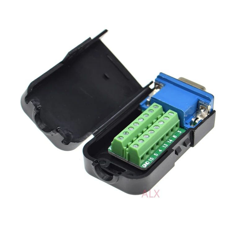 1 шт. VGA VGA15 DB15 15PIN 3 ряда розетка гнездовой разъем для штекера до винтовой терминальный адаптер с черной раковины и D-SUB жильный кабель припойная