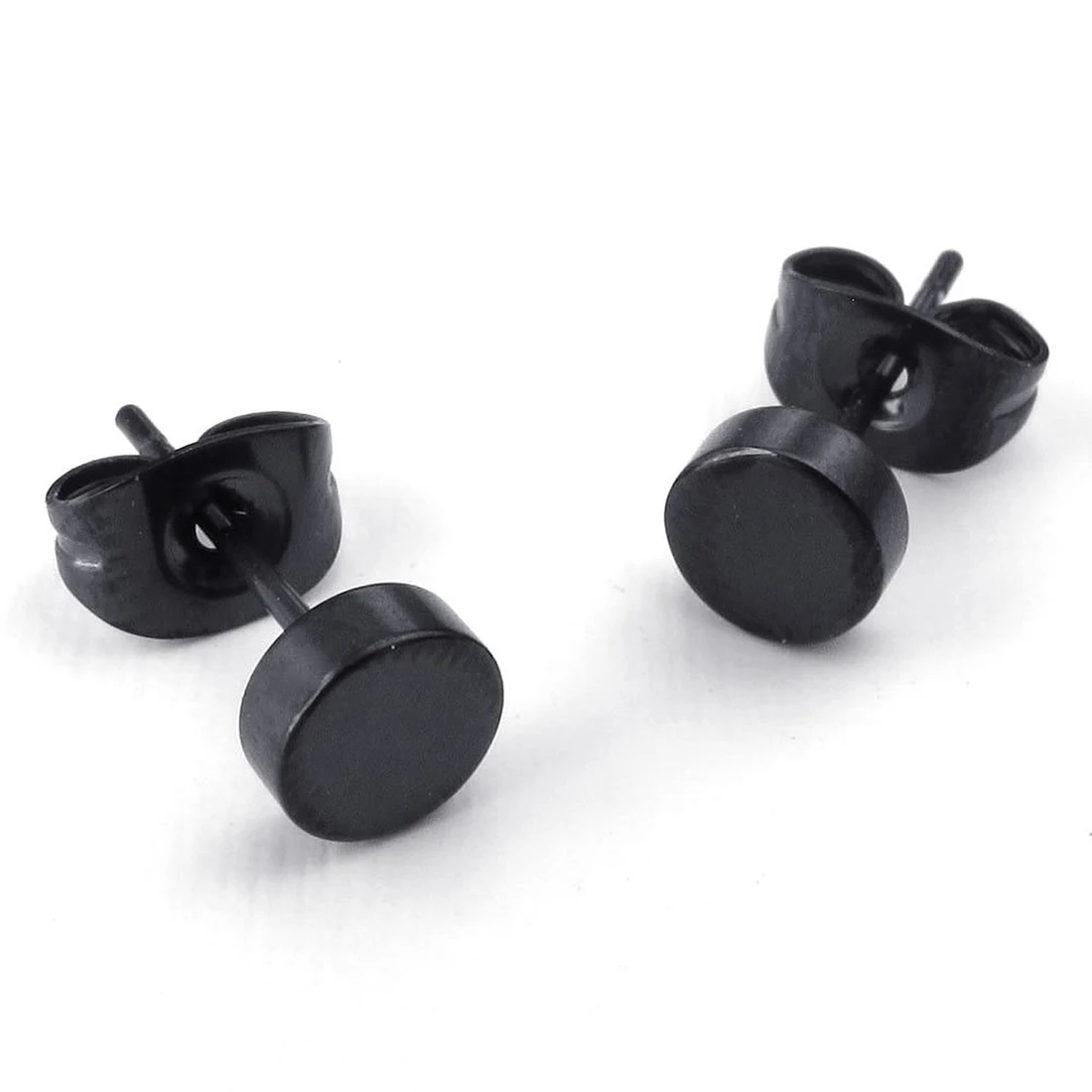 Jewelry Men's Earrings 4mm Circle Ear Studs 2pcs (1 Pair) Stainless Steel Black | Обустройство дома