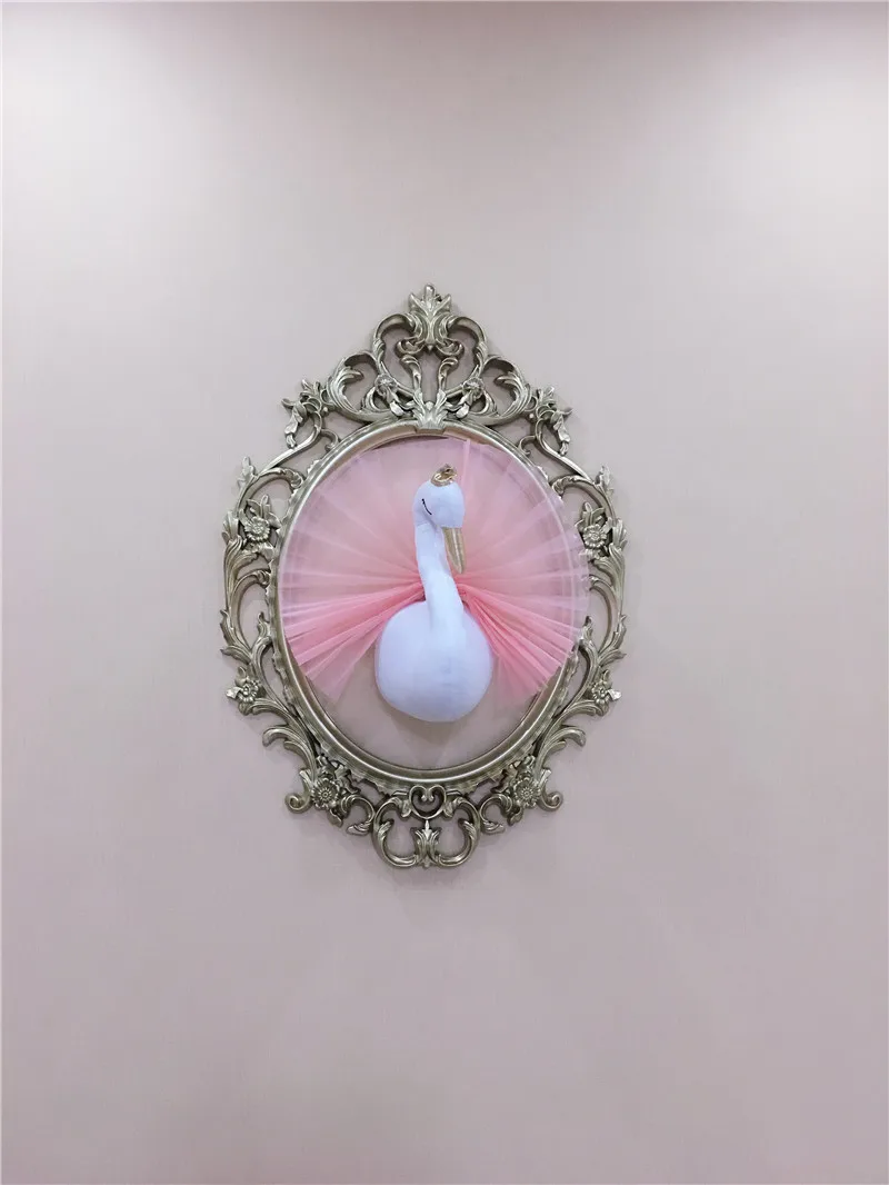 Милая 3D золотая корона Лебедь настенное искусство висячая девушка кукла мягкая