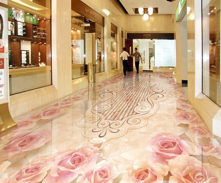 

[Self-Adhesive] 3D Rose Pattern Marble 8 Non-slip Waterproof Photo Self-Adhesive Floor Mural Sticker WallPaper Murals Wall Print