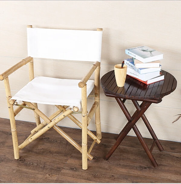 Ручная работа складное бамбуковое кресло режиссера с удобным холщовым