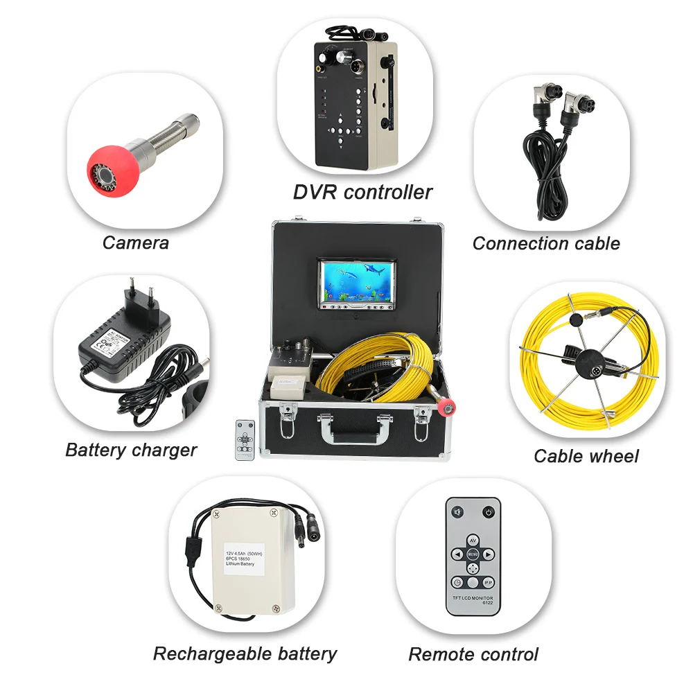 Рыболовный искатель канализационная инспекционная видеокамера 7 &quotЖК дисплей