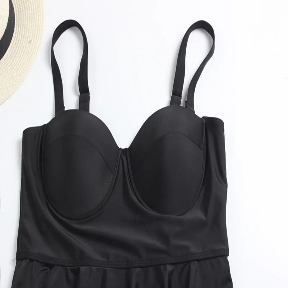 [Новинка] однотонный качественный купальник женский костюм из двух предметов