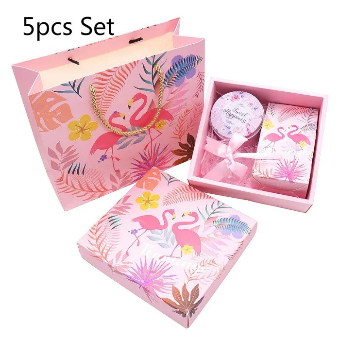 Gift Box C Розовые украшения для дня рождения, свадьбы, фламинго, баннеры, блестящие топперы для кексов, воздушные шары из алюминиевой фольги, фламинго, вечерние принадлежности - Цвет: Gift Box C