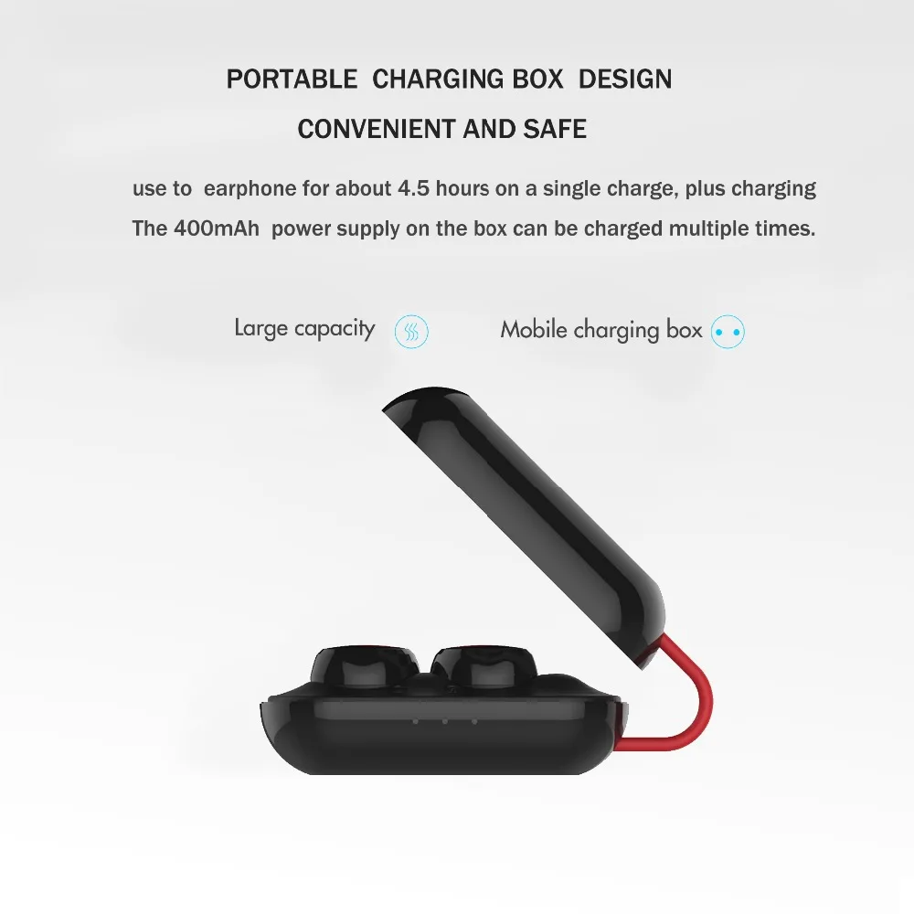 Наушники OKEPOO Bluetooth 5,0, 3D стерео беспроводные наушники с микрофоном, сенсорное управление, портативная зарядка 400 мАч