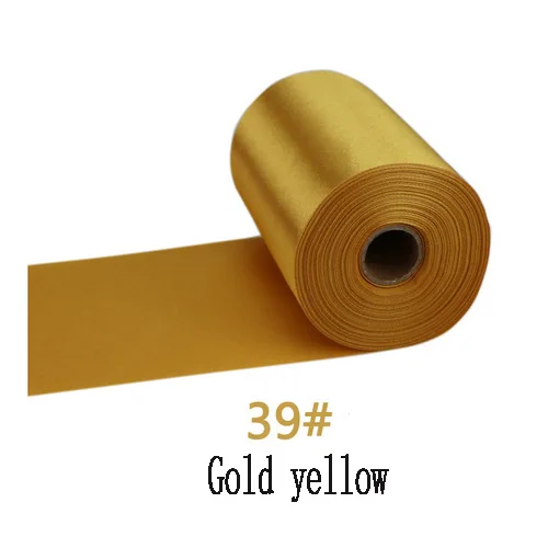 39-Gold yellow 25 метров/рулон 8 см/10 см/15 см в ширину шампанского атласная лента полиэстер лента для свадебного стула/автомобиля/вечерние украшения Ручное шитье DIY - Цвет: 39-Gold yellow