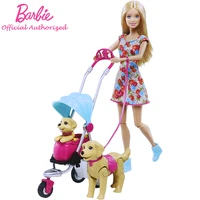 barbie original brand strollin pups playset doll toy collectiong pretend barbie toy lovely dog cnb21 boneca mode birthday gift