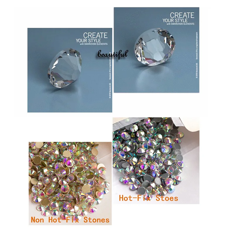 YANRUO Crystal AB СТРАЗА с горячей фиксацией SS4-SS50 клейкие Стразы для одежды высокое