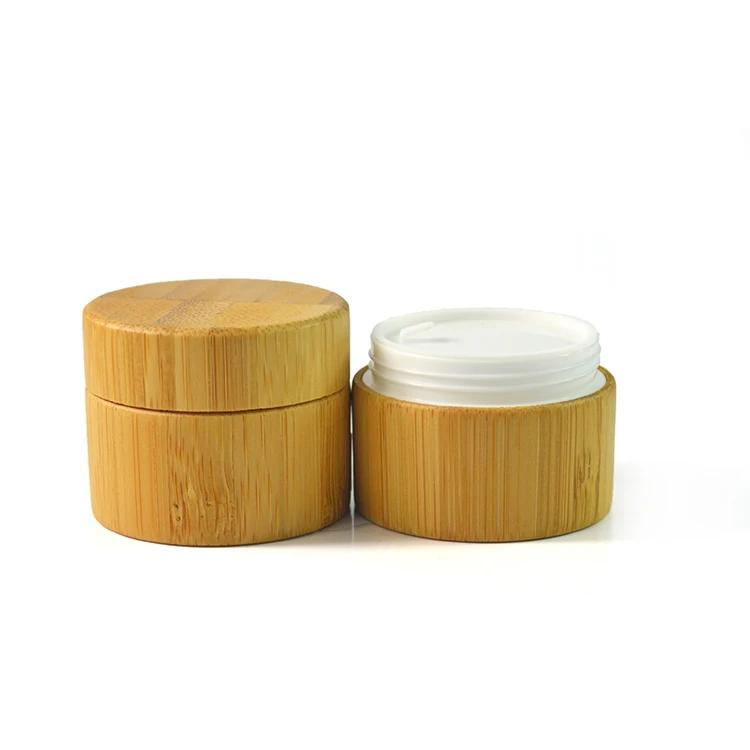 50pcs*10g bamboo cream jar , also can engraved logo on lid, bamboo cosmetic packaging with plastic pp inner