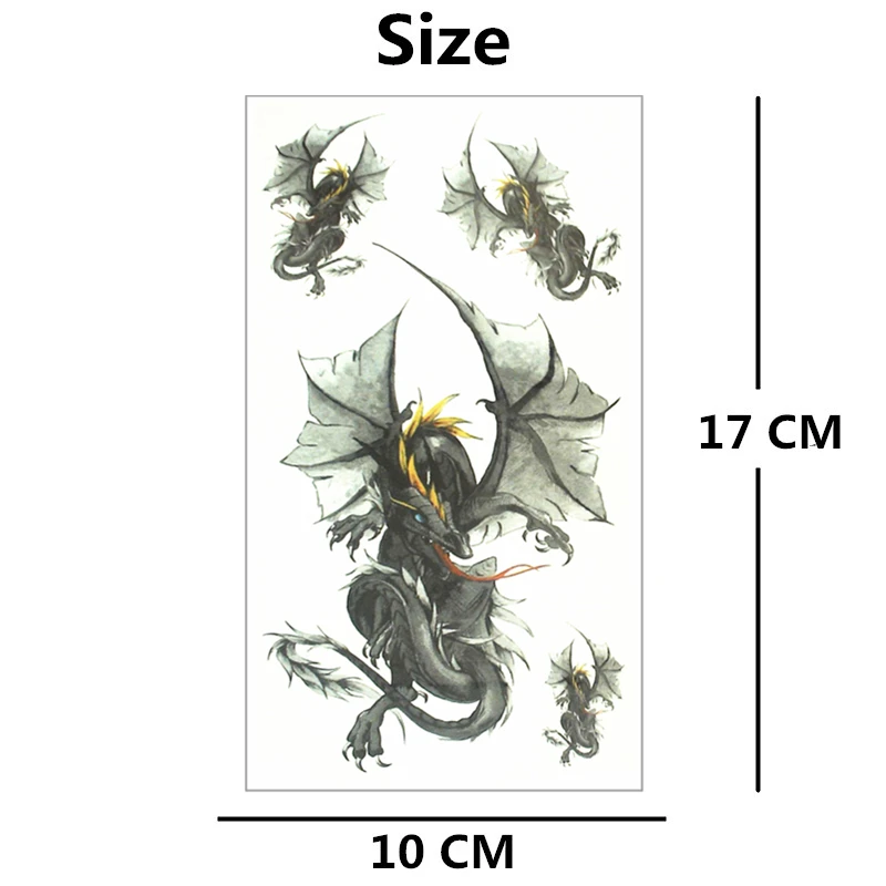 SHNAPIGN Гигантский черный дракон временная татуировка боди арт флэш наклейки 17*10 см