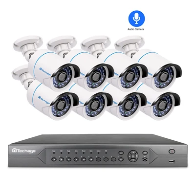 16CH NVR 8 Cameras Techage 16CH 1080P POE NVR Камера безопасности системы 16 шт. 2MP HD аудио запись звука CCTV безопасности видеонаблюдения комплект P2P XMeye - Цвет: 16CH NVR 8 Cameras