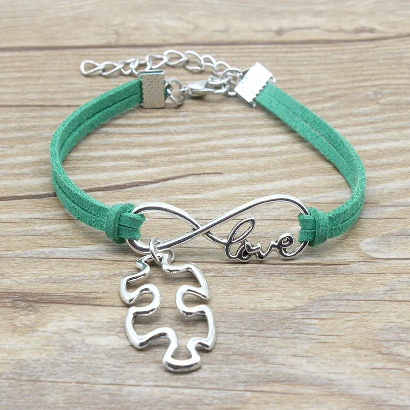 Новинка 2019 античный серебряный пазл в форме аутизма бесконечность символ любви