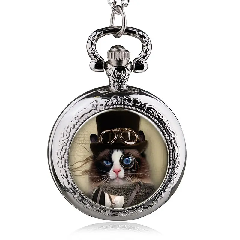 Кварцевые карманные часы Алиса в стране чудес с Чеширским котом мужские