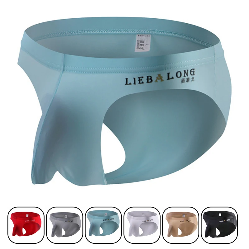 

Male Underpants Cueca calzoncillos M-XXL Sexy Men Underwear Briefs Shorts Ice Silk Panties Gay Solid Breathable U Convex Pouch