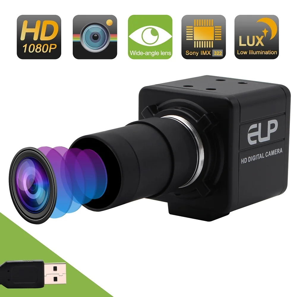 H.264 1080P Низкая освещенность 0.01Lux sony IMX322 промышленная USB веб-камера HD с CCTV варифокальный объектив 2,8-12 мм для Win7 Win8