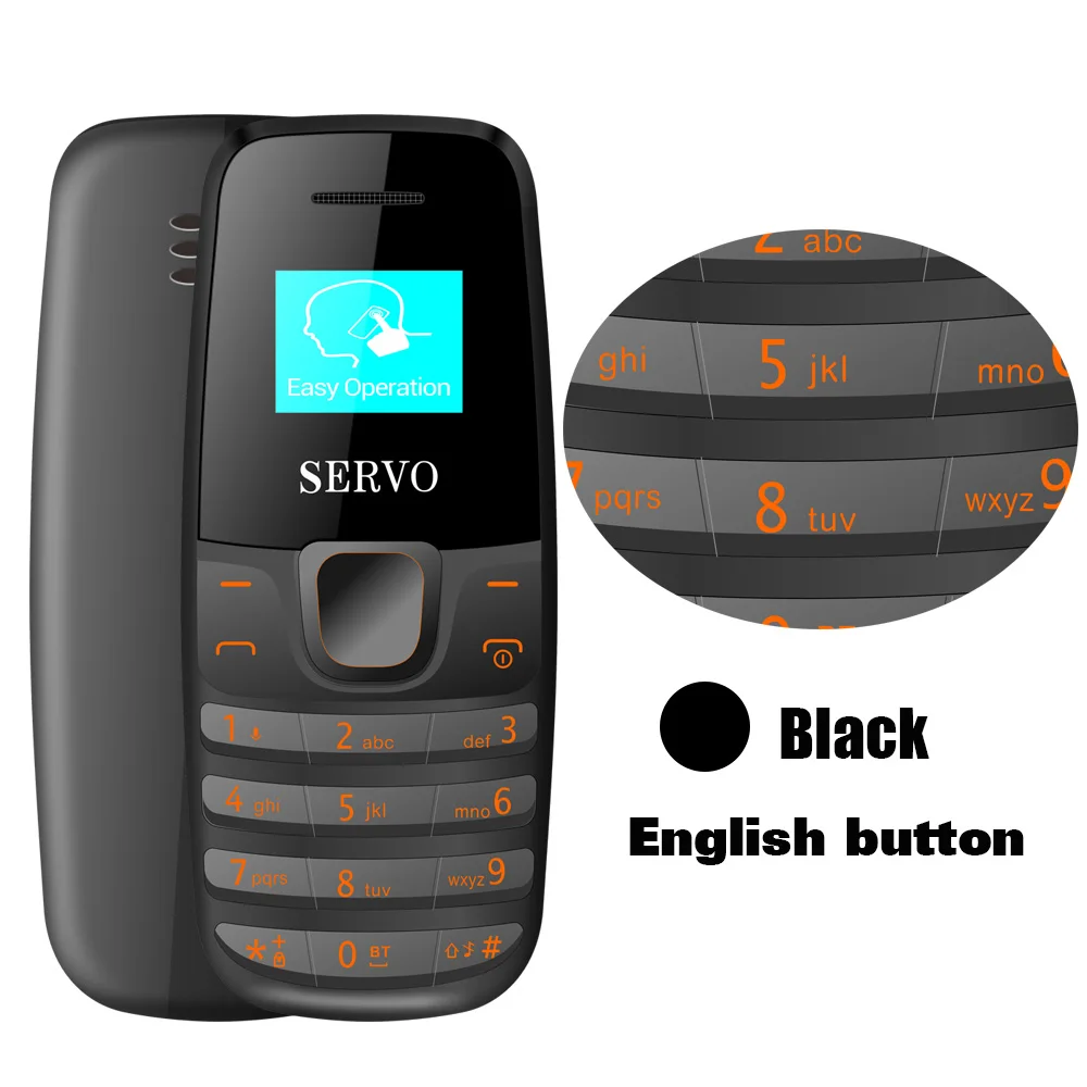 English button Black Телефон SERVO S09 0,66 дюймов маленький экран мини мобильный телефон Bluetooth Dialer Bluetooth наушники с низким уровнем радиации GSM мобильный телефон - Цвет: English button Black