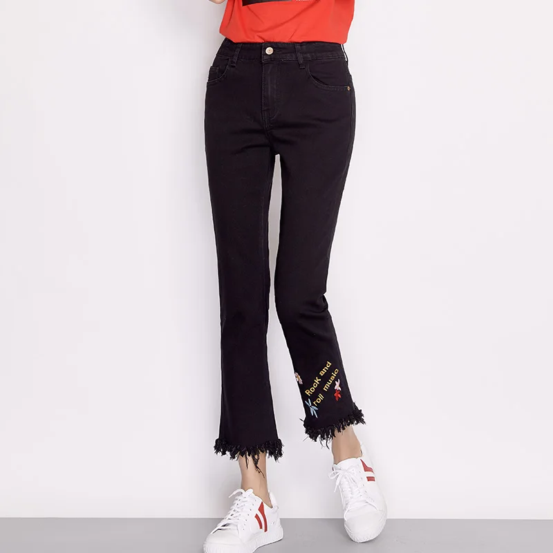 LEIJIJEANS Новое поступление Осенние повседневные Стильные расклешенные джинсы со