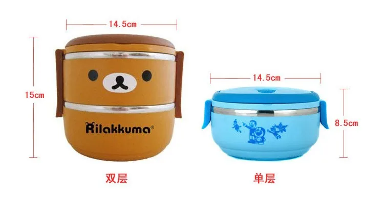 Ланч-бокс Rilakkuma один/два слоя термос для бенто для еды из нержавеющей стали контейнер для хранения посуды наборы посуды