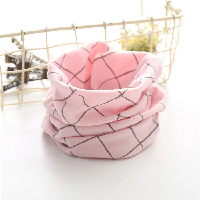 Pink grid new Зимний шарф для маленьких девочек, осенние детские шарфы, хлопковый шарф для новорожденных, детский шарф для мальчиков, воротник с круглым вырезом - Цвет: Pink grid new